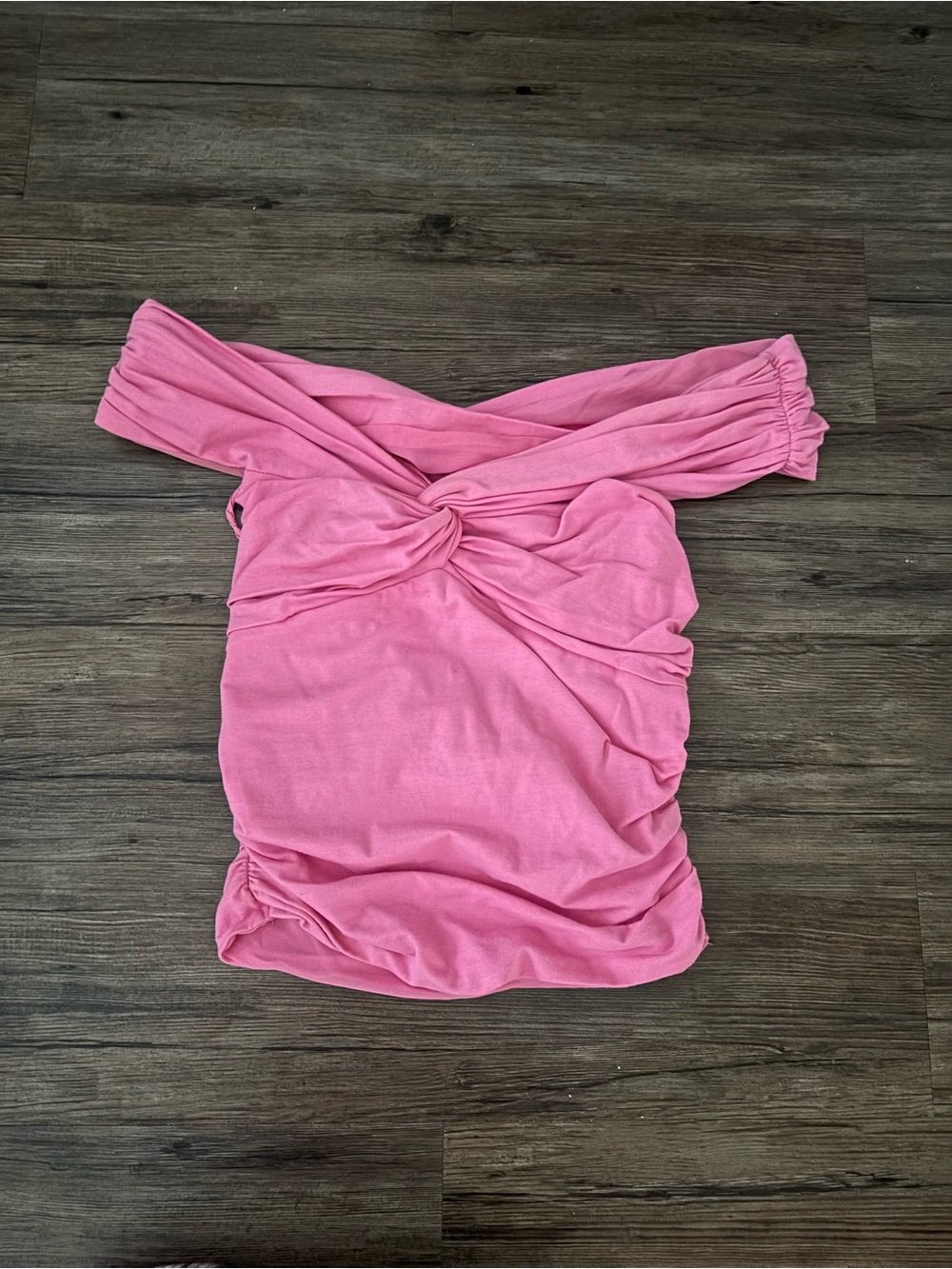 Free People Off-Shoulder Twist Front Ruched Pink Women’s Top